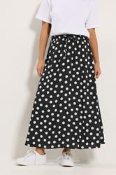 M&Co Petite Black Polka Dot Tie Waist Maxi Skirt | M&Co 1