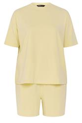 YOURS Curve Yellow Sweat T-Shirt & Short Set