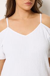 YOURS Plus Size White Textured Cold Shoulder Top | Yours Clothing 4