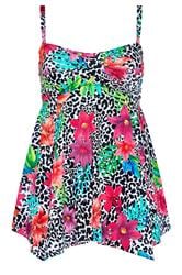 YOURS Plus Size Black Animal Floral Tankini Top | Yours Clothing 7