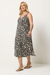 YOURS Curve Natural Brown Leopard Print Swing Dress | Yours Clothing 1