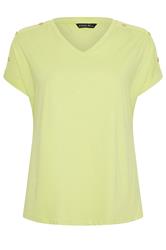 EVANS Curve Lime Green Button Shoulder T-Shirt