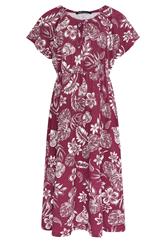 M&Co Berry Red Floral Tie Neck Cotton Midi Dress | M&Co 5