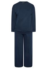 YOURS Plus Size Navy Blue Sweatshirt Jogger & T-Shirt Set | Yours Clothing 7