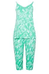 YOURS Plus Size Green Abstract Soft Touch Cropped Pyjama Set | Yours Clothing 5