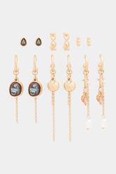 6 PACK Gold Tone Hoop & Stud Earrings Set | Yours Clothing 1