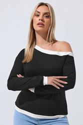LIMITED COLLECTION Plus Size Black Contrast Off Shoulder Top | Yours Clothing 3