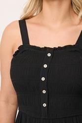 YOURS Plus Size Black Shirred Placket Dress | Yours Clothing 4
