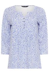 M&Co blauwe Henley top met bloemenprint