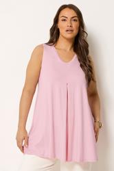 YOURS Plus Size Light Pink Pleat Front Vest Top | Yours Clothing 3