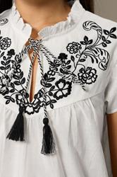 PixieGirl Petite Women's White Cotton Embroidered Blouse | PixieGirl 5