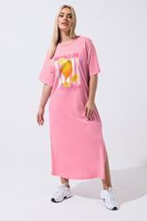 LIMITED COLLECTION Plus Size Pink 'Beach Club' Slogan Maxi Dress | Yours Clothing 3