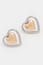 Silver Tone Double Heart Stud Earrings | Yours Clothing 2