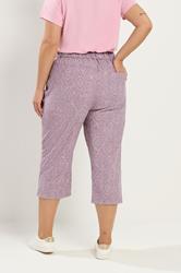 YOURS Plus Size Lilac Purple Paisley Cropped Trousers | Yours Clothing 2