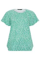 M&Co top de algodón con escote redondo y estampado floral verde