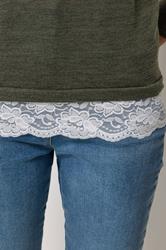 M&Co Khaki Green Lace Hem Top | M&Co 4