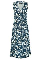 M&Co Petite Navy Blue Floral Linen Midi Dress