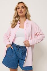 YOURS Plus Size Pink Stripe Textured Shirt | Yours Clothing 3