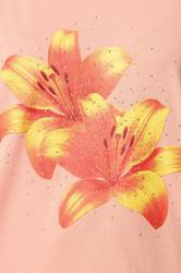 YOURS Plus Size Orange Flower Graphic T-Shirt | Yours Clothing 4
