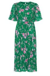 YOURS LONDON Curve Green Floral Pleated Maxi Dress