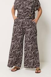 YOURS Plus Size Brown Zebra Crinkle Wide Leg Trousers | Yours Clothing 1