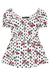 LIMITED COLLECTION Plus Size Polka Dot Cherry Bardot Top | Yours Clothing 5