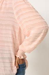M&Co Pink Textured Stripe Tie Neck Blouse | M&Co 4