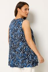 YOURS Plus Size Navy Blue Abstract Pleat Vest Top | Yours Clothing 2
