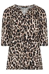 EVANS Curve Brown Animal Print Jersey Top