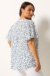 YOURS Plus Size White Ditsy Floral Notch Neck Top | Yours Clothing 2