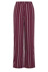 LTS Tall Women's Burgundy Red Rope Stripe Wide Leg Trousers | Long Tall Sally 5