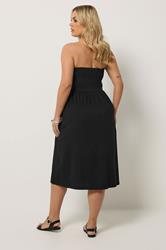 YOURS Plus Size Black Peplum Bandeau Mini Dress | Yours Clothing 2