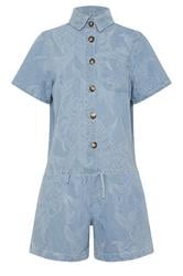 LTS PREMIUM Tall Women's Set Light Blue Cotton Jacquard Denim Shirt & Shorts | Long Tall Sally 8