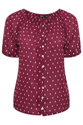 M&Co Petite Berry Purple Dobby Short Sleeve Blouse | M&Co  5