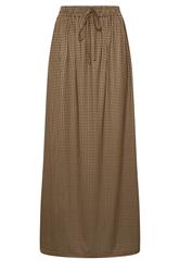 LTS Tall Chocolate Brown Gingham Shirred Maxi Skirt
