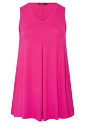 YOURS Curve Bright Pink Pleated Vest Top
