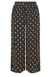 YOURS Curve Brown Polka Dot Crinkle Beachwear Wide Leg Trousers