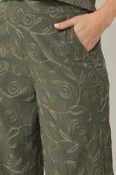 LTS Tall Women's Olive Green Floral Embroidered Wide Leg Trousers | Long Tall Sally 5