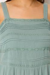YOURS Plus Size Sage Green Cheesecloth Pleated Tiered Dress | Yours Clothing 4