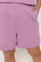 YOURS Plus Size Set Purple Sweat T-Shirt & Short | Yours Clothing 4