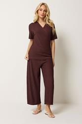 M&Co Rust Brown Textured Wrap Top | M&Co 1