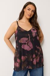 YOURS Plus Size Black Blurred Abstract Mesh Vest Top | Yours Clothing 3