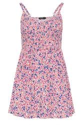 YOURS Curve Pink Ditsy Floral Shirred Cami Top