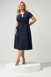 YOURS LONDON Plus Size Navy Blue Keyhole Skater Dress | Yours Clothing 1