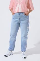 LIMITED COLLECTION Plus Size Blue Bow Barrel Leg Jeans | Yours Clothing 2
