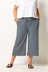 YOURS Plus Size Navy Blue Gingham Culottes | Yours Clothing 1