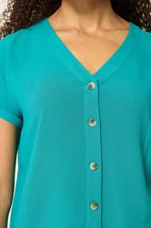 M&Co Teal Green Button Front Blouse | M&Co 4
