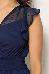 PixieGirl Petite Women's Navy Blue Dobby Maxi Dress | PixieGirl 5
