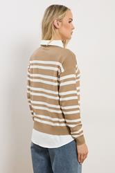 LTS Tall Women's Natural Brown Stripe 2-In-1 Jumper | Long Tall Sally  2
