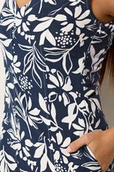 M&Co Petite Navy Blue Floral Linen Midi Dress | M&Co 4